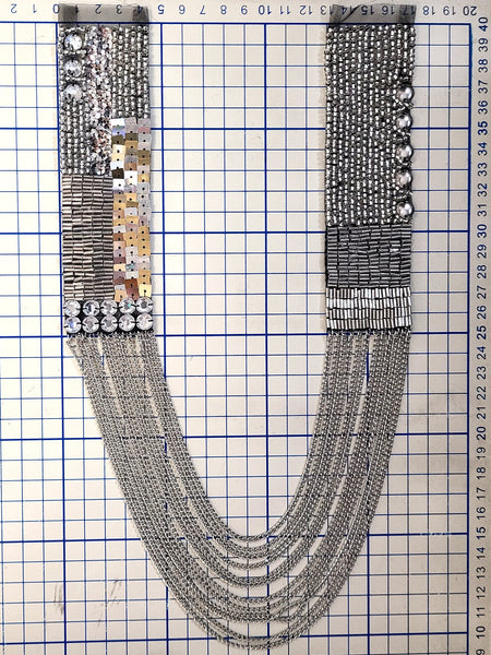 Sparking Trimmed Bead & Chain fringe Applique