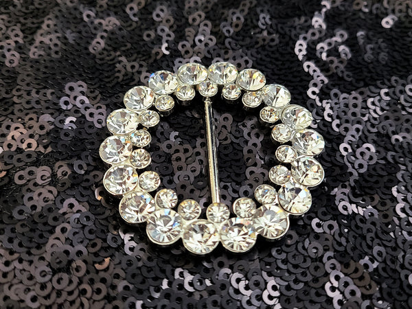 Round Rhinestone Belt Buckle