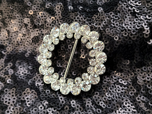 Round Rhinestone Belt Buckle