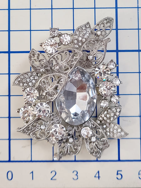 Floral Big Rhinestone Brooch