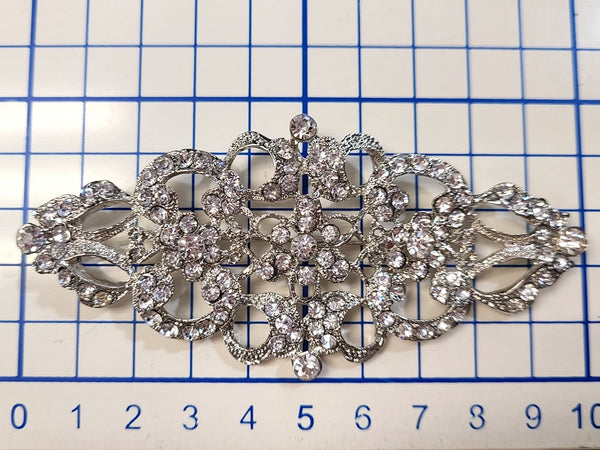 Floral Rhinestone Long Brooch