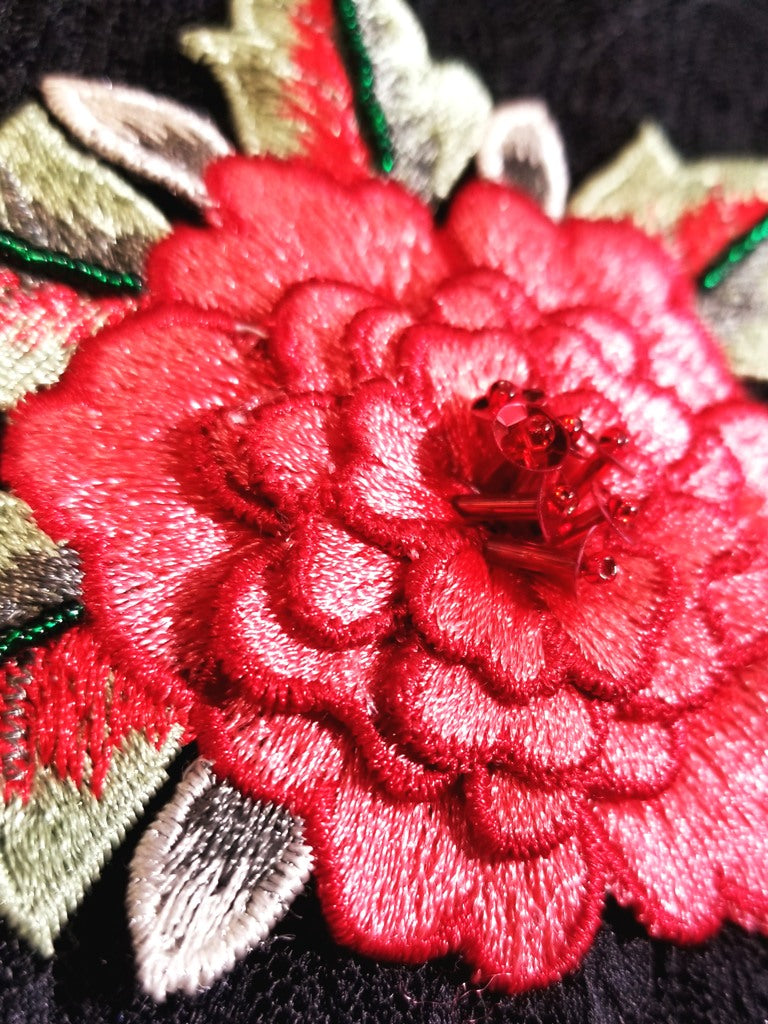 Embroidery 3D Rose Beaded Motif