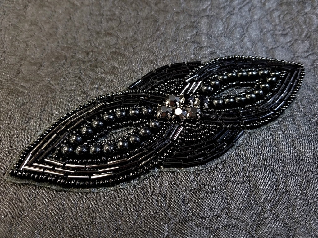 All Black Beaded Applique