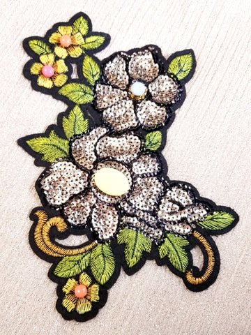 Embroidery Flower & leaves Motif