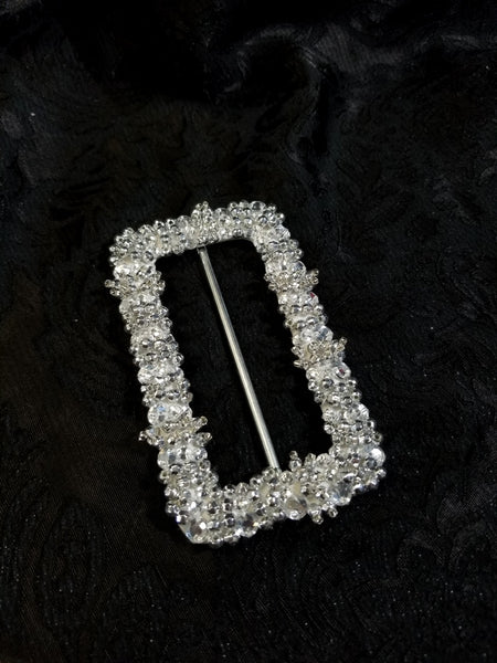 Narrow Rhinestone Rectangle Belt Buckles