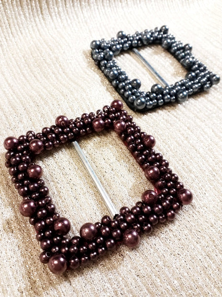 Beaded Square Big Belt Buckle