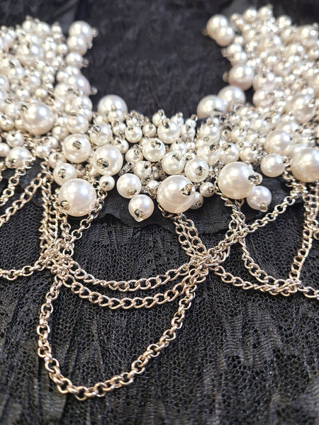 Handmade Beaded Pearl & Chain Necklace