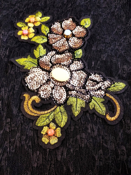 Embroidery Flower & leaves Motif