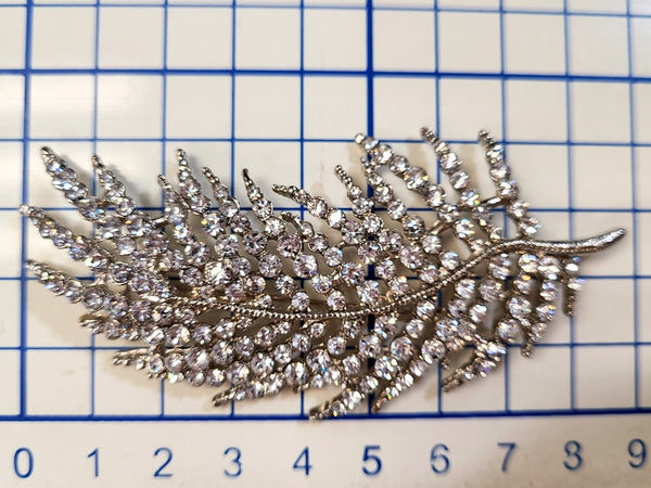 Feather Rhinestone Brooch