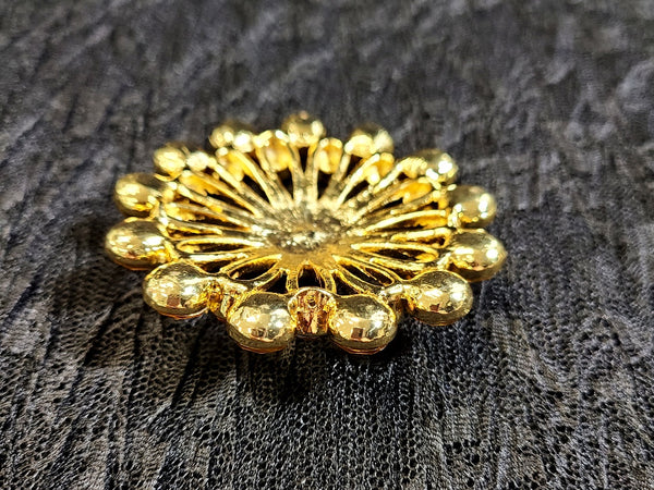 Big Floral Golden Rhinestone Buckle