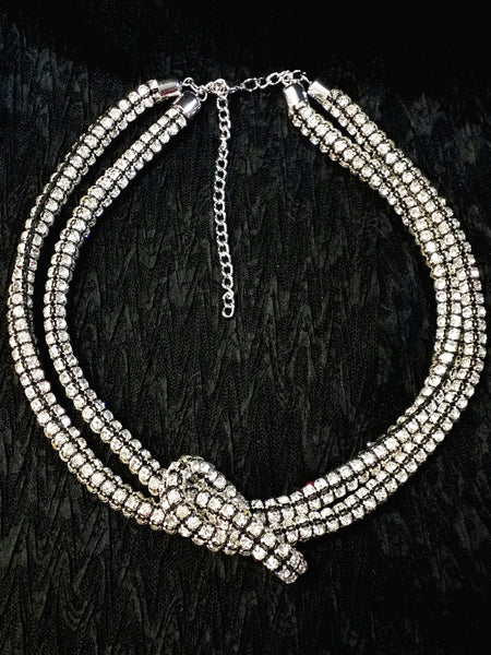 Sparkling Rhinestone Chain Knot Necklace