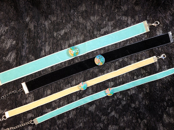 Wider Velvet Tape with Big Aurora Rhinestone Choker