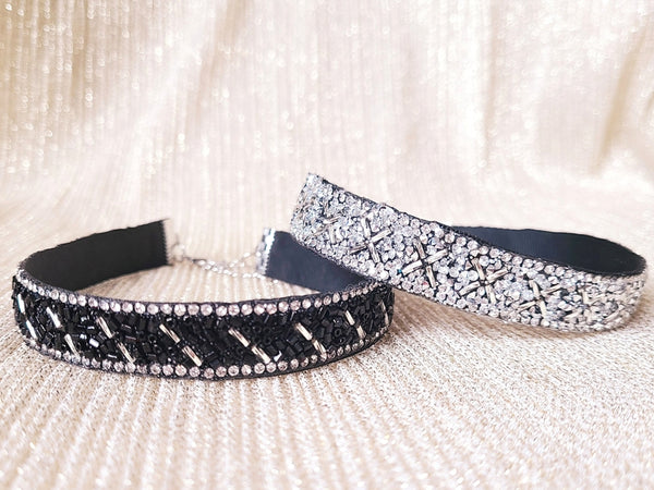 Delicate beads with Sparkling Rhinestone Choker