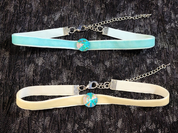 Velvet Tape with Big Aurora Rhinestone Choker