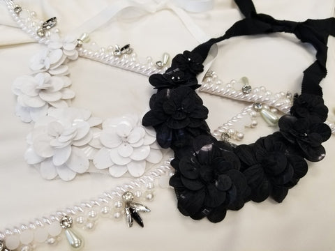 Sequin Flower Collar Necklace