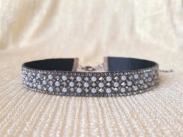 Fancy Pearl & Bling Bling Rhinestone Choker