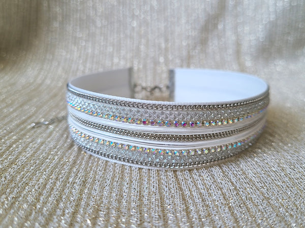 Fancy Rhinestones Zipper Choker